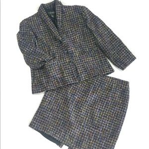 Tweed fringe skirt suit wool rayon